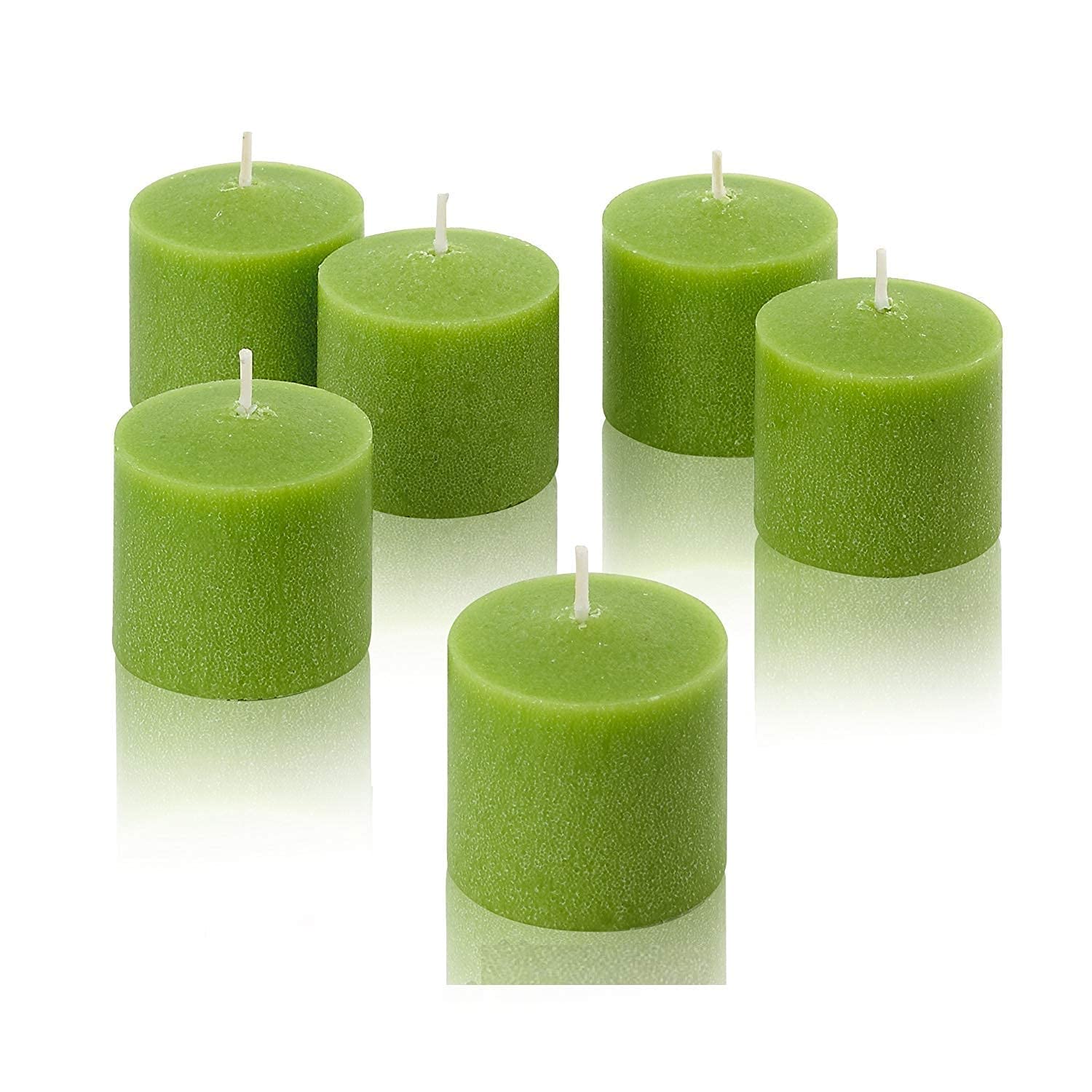 MOWIN Votive Candles Unscented Smokeless Wax Candles Set of 6 Votive Glass Candle Home Decor Small Candle 8-9 Hour (Green Votive